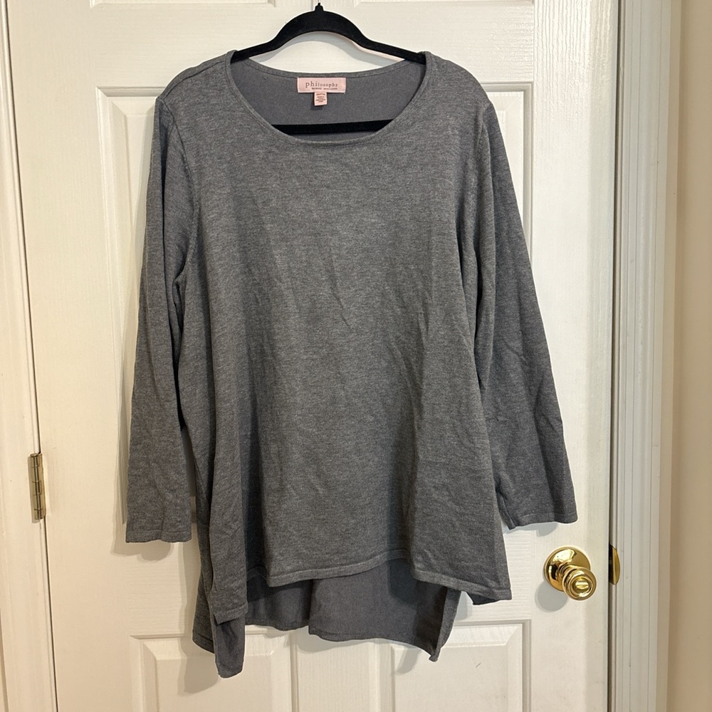 Philosophy Charcoal Gray Long Sleeve Tunic Top